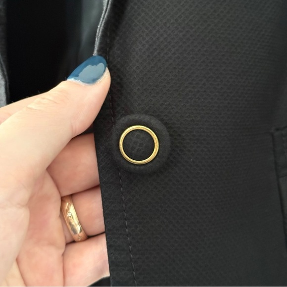 Talbots Horsebit Blazer Size 8 Black Cotton Pique Preppy Equestrian - Picture 9 of 10